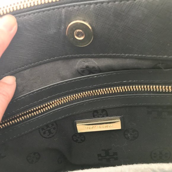 Tory Burch Black Robinson Stitched Mini Double-Zip Tote - Picture 5 of 7